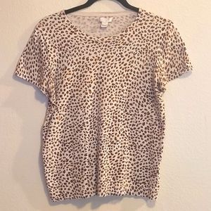 J Crew Leopard Print 100% Cotton Short Sleeve Women's Shirt Size M